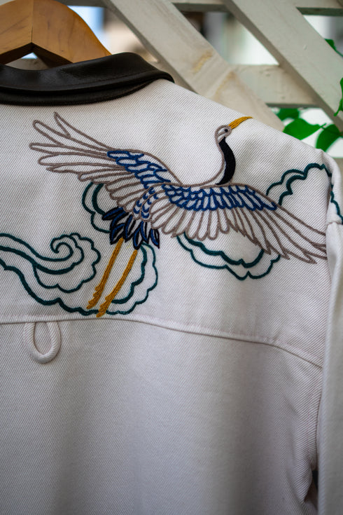 Hand embroidered Workwear Jacket- Cream