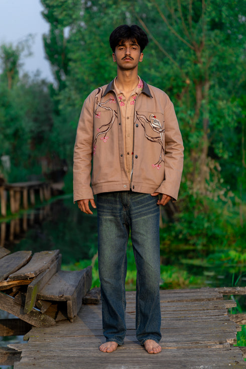Hand embroidered Workwear Jacket- Brown