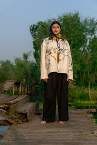 Hand embroidered Workwear Jacket- Cream