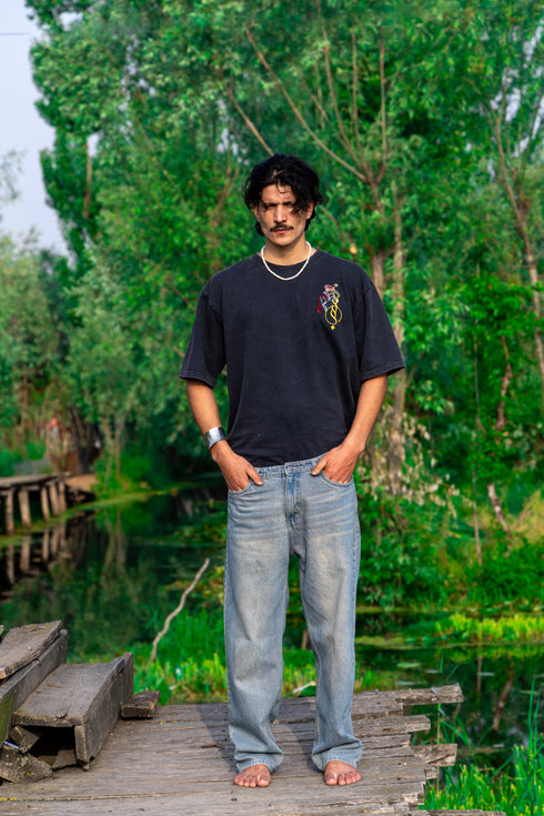 Black Embroidered T-Shirt- The Artisan