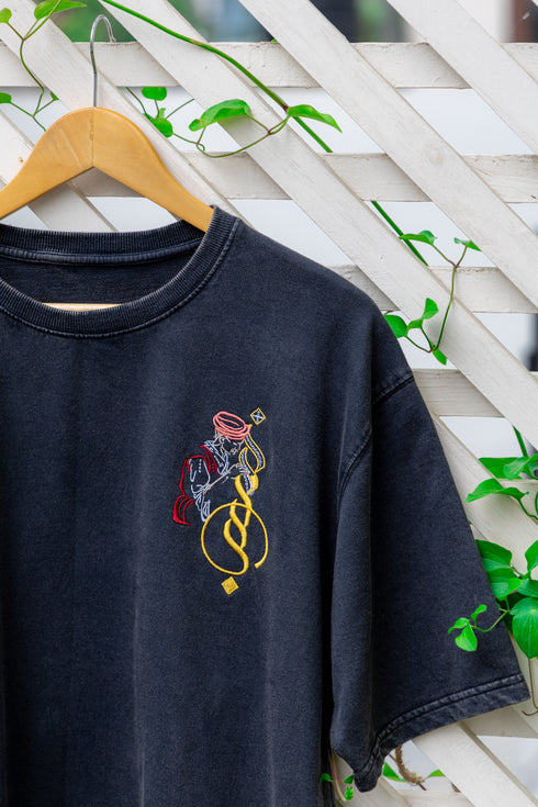 Black Embroidered T-Shirt- The Artisan