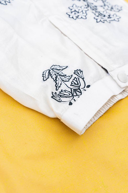 Bayan Hand-Embroidered White Pant