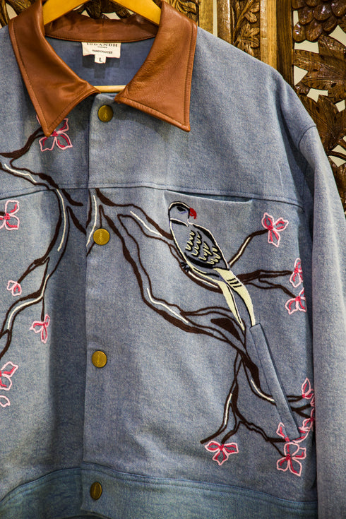Hand embroidered Workwear Jacket- Blue